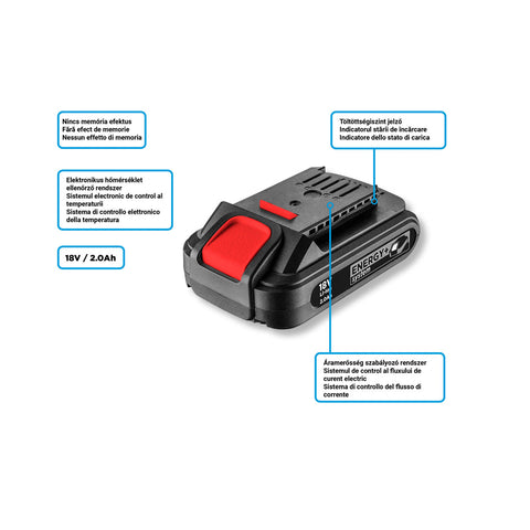 GRAPHITE 58G001 Akkumulátor Energy+ egyakkus rendszerhez, 18V/2Ah
