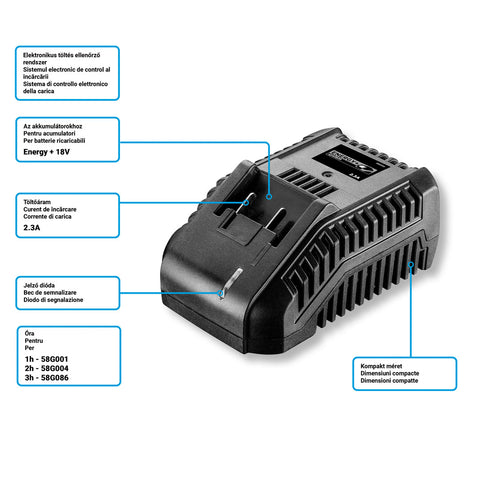 GRAPHITE 58G002 Akkumulátortöltő Energy+ egyakkus rendszerhez