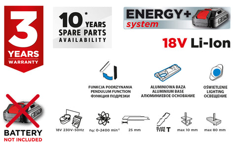 GRAPHITE 58G011 Akkus dekopírfűrész Energy+, 18V, akku nélkül!!!