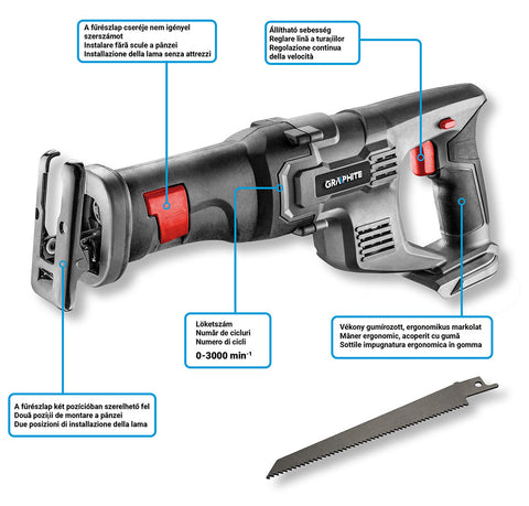 GRAPHITE 58G017 Akkus orrfűrész Energy+, 18V akku nélkül!!!