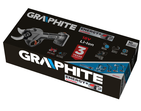 GRAPHITE 58G029 Akkus szénkefementes metszőolló, ágvágó, max. 30mm vágás, Energy+ 18V, akku nélkül!!!