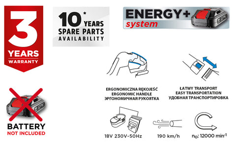 GRAPHITE 58G031 Akkus lombfúvó Energy+, 18V, 190km/h, akku nélkül!!!