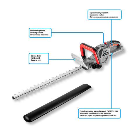 GRAPHITE 58G042 Akkus sövényvágó, Energy+, 36V(2x18V), 520mm, akku nélkül!!!