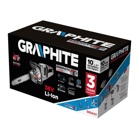 GRAPHITE 58G043 Akkus szénkefementes láncfűrész Energy+, 36V(2x18V), 14" (350mm), akku nélkül!!!