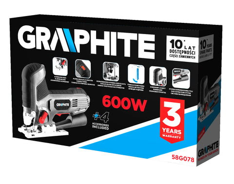 GRAPHITE 58G078 Dekopírfűrész 600W, 800-3000 min-1