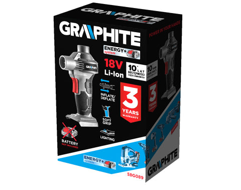 GRAPHITE 58G089 Akkus pumpa, fúvó-szívó Energy+ 18V, Li-Ion, akku nélkül!!!