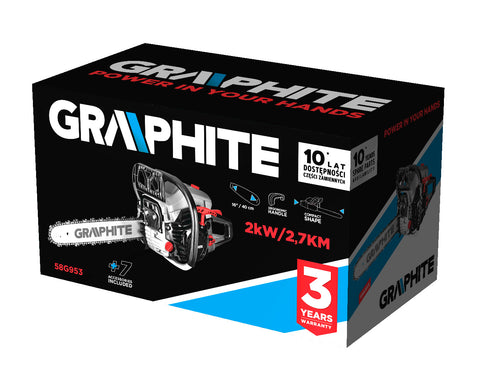GRAPHITE 58G953 Benzines láncfűrész 2kW (2,7 LE), láncvezető 16" (400mm)