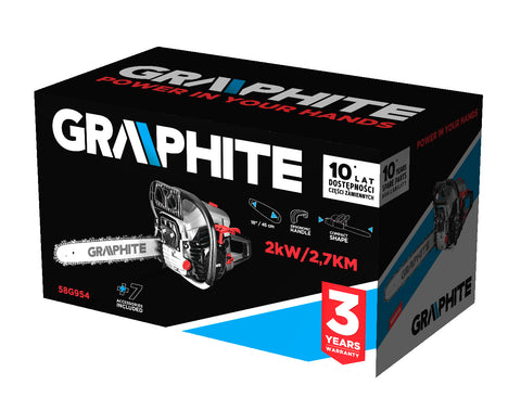 GRAPHITE 58G954 Benzines láncfűrész 2kW (2,7 LE), láncvezető 18" (450mm)