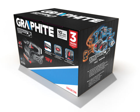 GRAPHITE 58GE136 Akkus szalagcsiszoló, Energy+, 18V, 120-350 1/min