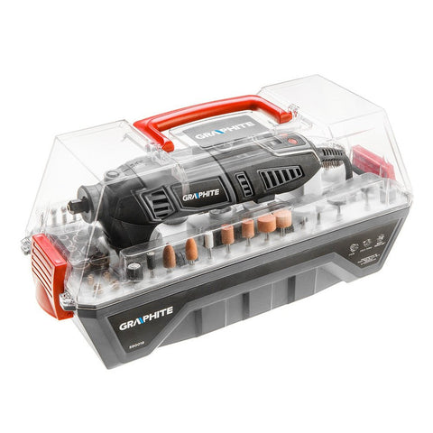 GRAPHITE 59G019 Mini fúró- és csiszológép 170W, fordulatszám kijelző, kofferben, 190db kiegészítő