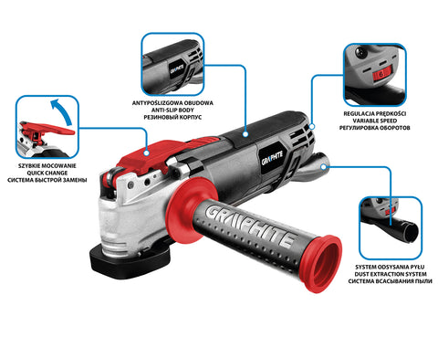 GRAPHITE 59G025 Multifunkciós gép 500W, rezgésszám 8000-16000 rpm, koffer