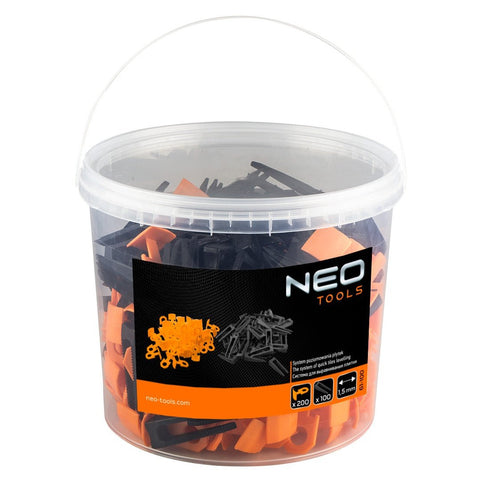 NEO TOOLS 61-100 Csempeszintező rendszer 100 + 200db, 1.5mm