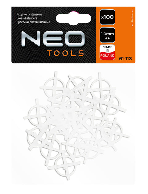 NEO TOOLS 61-113 Hézagoló-, fugakereszt körmerevítéssel 1,0mm, 100db