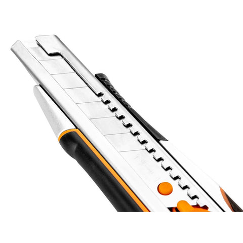 NEO TOOLS 63-050 Törhető pengés kés 18mm, autómata penge rejtés, fém vezetősín