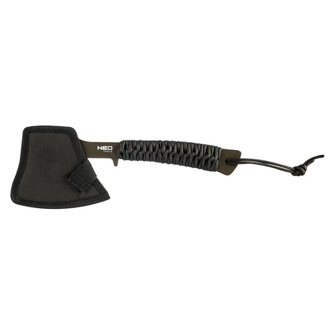 NEO TOOLS 63-118 Multifunkciós balta, rozsdamentes acél, teljes hossz 26cm, penge: 8cm, Paracord markolat, csavarkulcs funkció