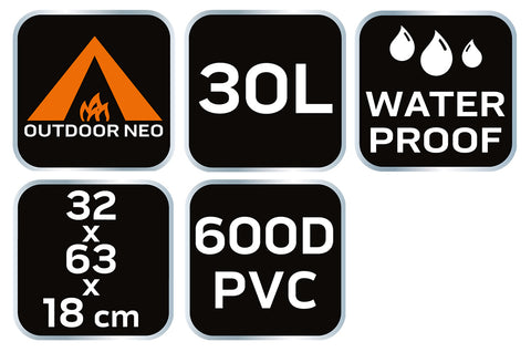 NEO TOOLS 63-131 Vízálló hátizsák 600D, 30L, 32x63x18cm, sötétzöld