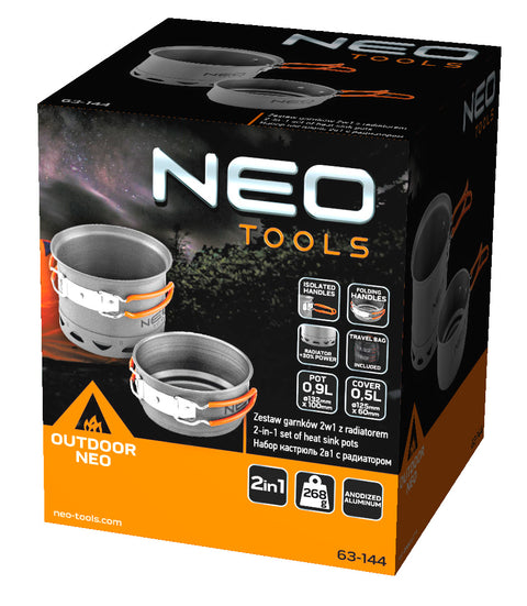 NEO TOOLS 63-144 Kemping főzőedény készlet 2az1-ben
