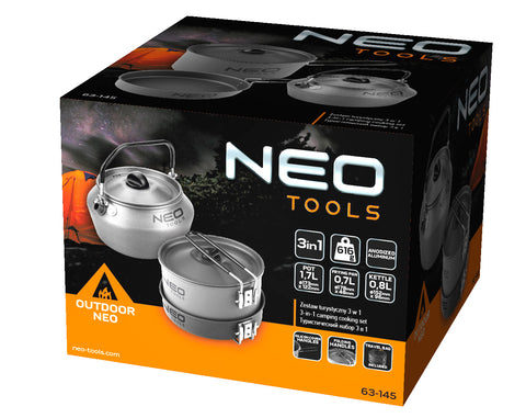 NEO TOOLS 63-145 Kemping főzőedény készlet 3 részes