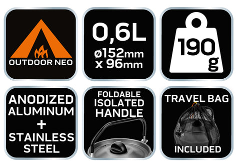 NEO TOOLS 63-147 Kemping főzőedény 0,8L