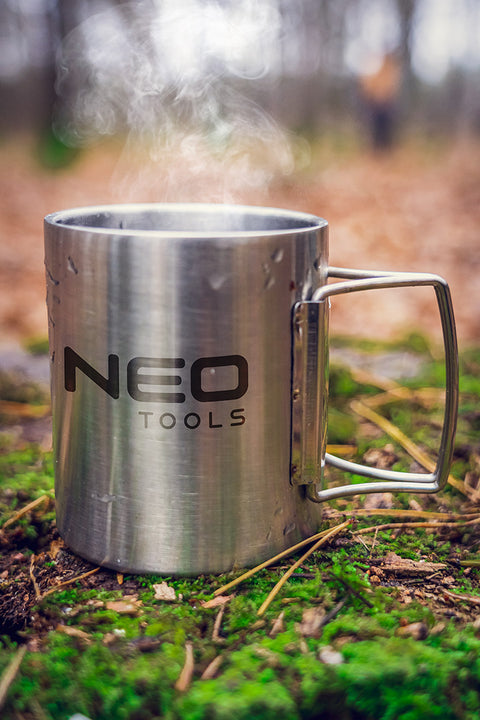 NEO TOOLS 63-150 Kemping bögre 320ml, duppla fal, behajtható fogantyú