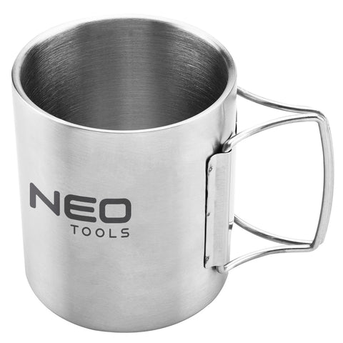 NEO TOOLS 63-150 Kemping bögre 320ml, duppla fal, behajtható fogantyú