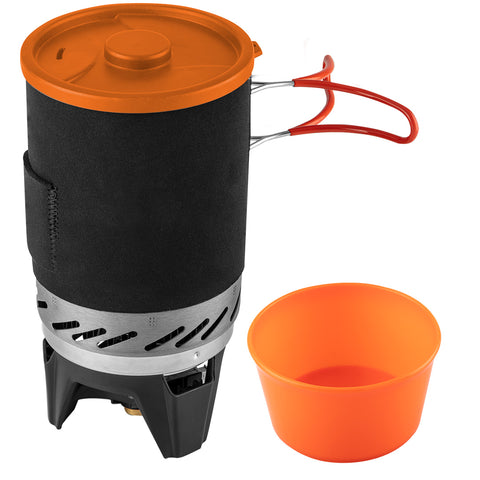 NEO TOOLS 63-151 Kemping főzőkészlet: alu edény, gázégő, műanyag tál, 3az1-ben