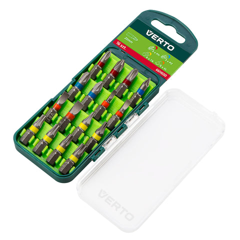 VERTO 66H600 Csavarhúzó bitkészlet, 16db, 25mm - 3 x PH, 3 x PZ, 4 x SL, 6 x TORX (CrV)