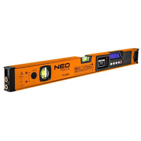 NEO TOOLS 71-200 Digitális vízmérték, szögmérővel és lézer irányzékkal, 2 libellás, 60cm