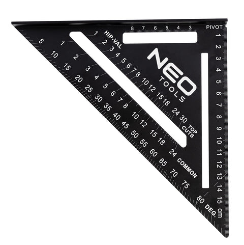 NEO TOOLS 72-102 Talpas derékszög, alumínium, 45 fokos szárral, mérőskálával, 183mm