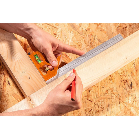 NEO TOOLS 72-125 Profi szögmérő, derékszög és vonalzó, rozsdamentes-alu 30cm
