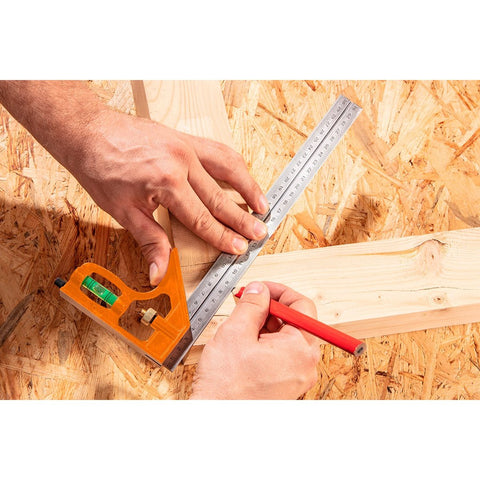 NEO TOOLS 72-125 Profi szögmérő, derékszög és vonalzó, rozsdamentes-alu 30cm