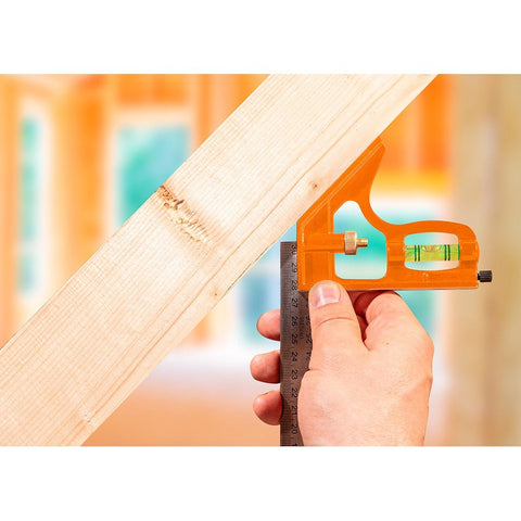 NEO TOOLS 72-125 Profi szögmérő, derékszög és vonalzó, rozsdamentes-alu 30cm