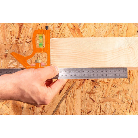 NEO TOOLS 72-125 Profi szögmérő, derékszög és vonalzó, rozsdamentes-alu 30cm