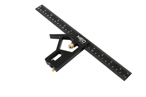 NEO TOOLS 72-127 Profi szögmérő, derékszög és vonalzó, festett-alu 30cm