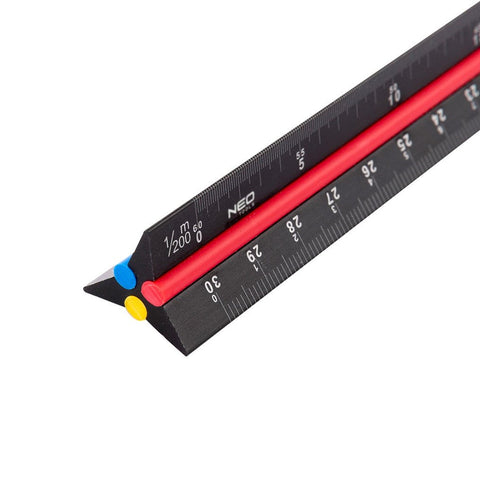 NEO TOOLS 72-205 Műszaki vonalzó, 3 élű, 30cm, alumínium