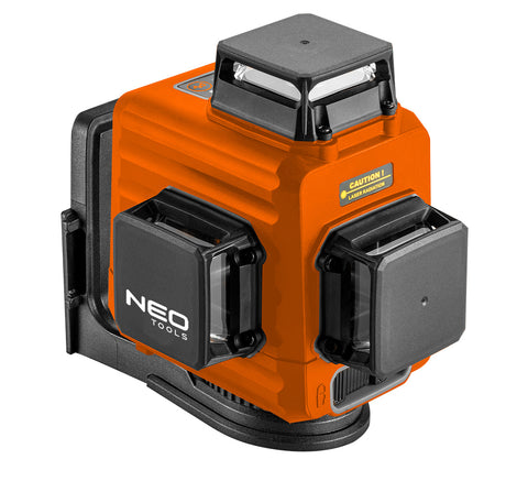 NEO TOOLS 75-104 Lézeres szintező, 3D önbeálló keresztvonallézer, 3x360 fokos, 15m, mágneses tartó, céltábla, koffer, piros