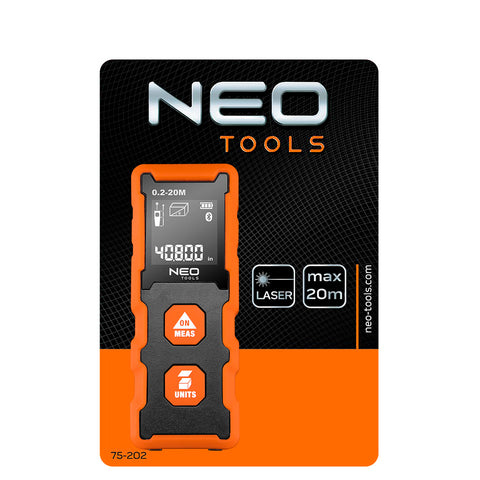 NEO TOOLS 75-202 Lézeres távolságmérő, hatótáv: 20 m