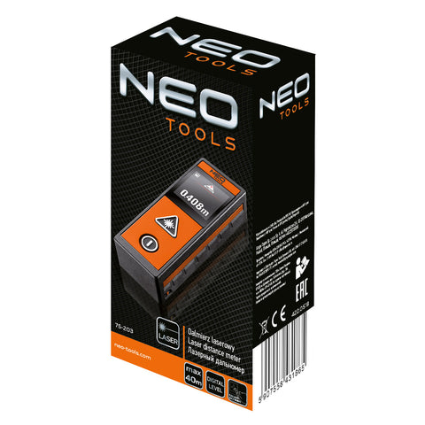 NEO TOOLS 75-203 Lézeres távolságmérő, hatótáv: 40 m, érintőképernyő