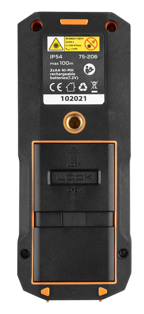 NEO TOOLS 75-206 Lézeres távolságmérő, hatótáv: 100 m, IP54, fröccsenő víz védelem