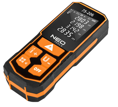 NEO TOOLS 75-206 Lézeres távolságmérő, hatótáv: 100 m, IP54, fröccsenő víz védelem