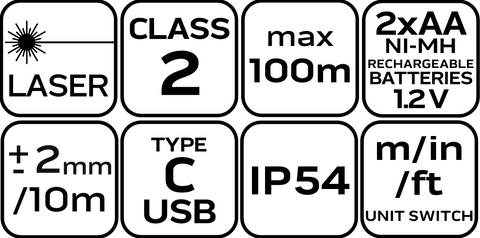 NEO TOOLS 75-206 Lézeres távolságmérő, hatótáv: 100 m, IP54, fröccsenő víz védelem
