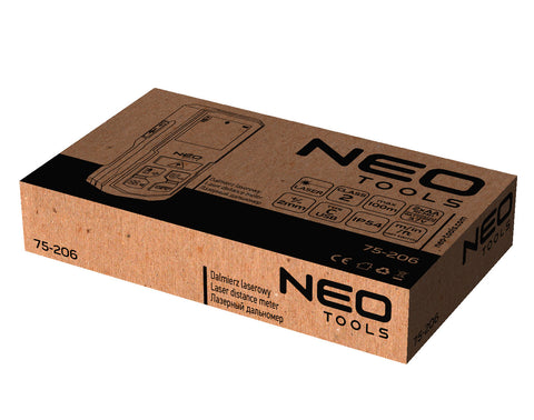 NEO TOOLS 75-206 Lézeres távolságmérő, hatótáv: 100 m, IP54, fröccsenő víz védelem