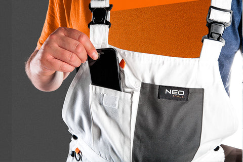 NEO TOOLS 81-140-LD Kantáros munkanadrág, HD, fehér LD/54