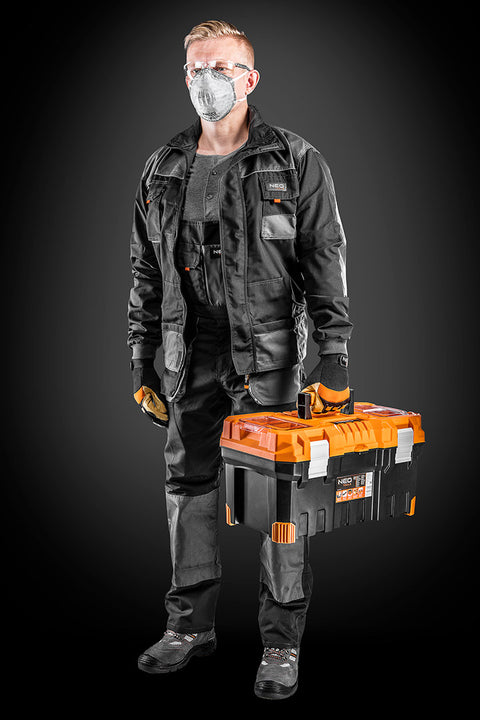 NEO TOOLS 81-210-XXL Munkadzseki, HD, XXL/58 65% poliészter, 35% pamut, 267g/m2, vékony fényvisszaverő csíkok