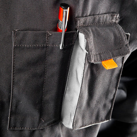 NEO TOOLS 81-210-S Munkadzseki, HD, S/48 65% poliészter, 35% pamut, 267g/m2, vékony fényvisszaverő csíkok