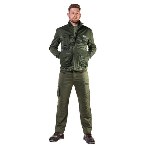 NEO TOOLS 81-222-XXXL Munkanadrág olíva, CAMO, 60% pamut, 40% polyester, 255 g/m2, XXXL