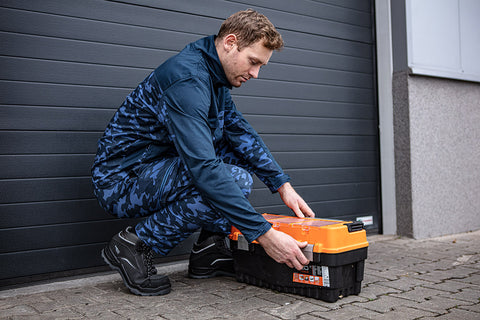 NEO TOOLS 81-223-XS Munkanadrág tengerészkék terepmintás, Camo, Navy, 60% pamut + 40% poliészter, XS