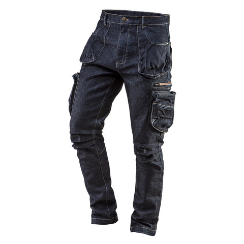 NEO TOOLS 81-229-L Munkanadrág, farmer, DENIM, cipzáros oldalzsebekkel, 98% pamut, 410 g/m2, több méretben