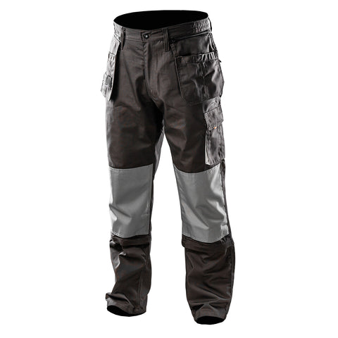 NEO TOOLS 81-230-L Munkanadrág, HD, 65% poliészter, 35% pamut, 267g/m2, térdprotektor zseb, térd alatt lezippzározható, több méretben