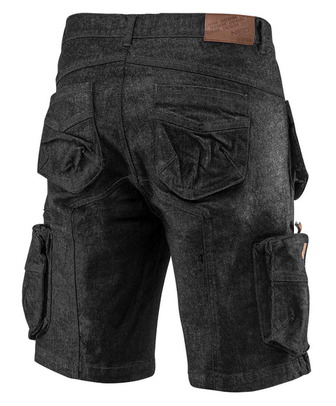 NEO TOOLS 81-273-XL Rövidnadrág, farmer, DENIM, fekete, cipzáros oldalzsebekkel, 98% pamut, 410g/m2, XL
